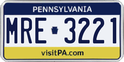 PA license plate MRE3221
