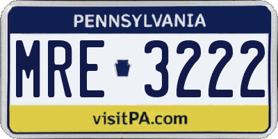 PA license plate MRE3222