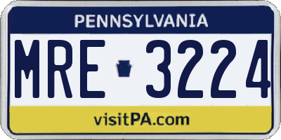 PA license plate MRE3224