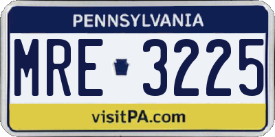 PA license plate MRE3225