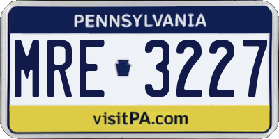 PA license plate MRE3227