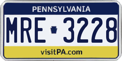 PA license plate MRE3228