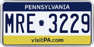 PA license plate MRE3229