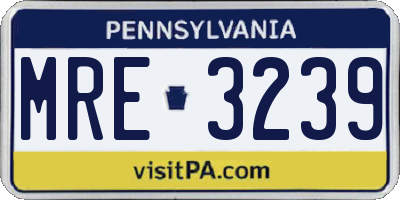 PA license plate MRE3239