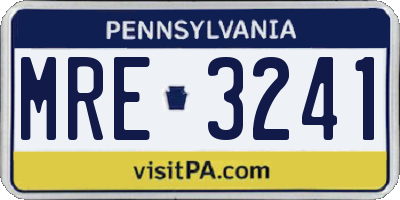 PA license plate MRE3241
