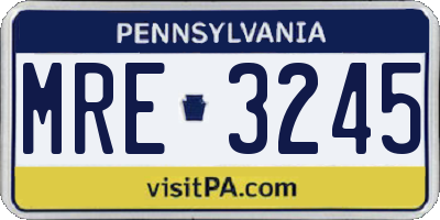 PA license plate MRE3245