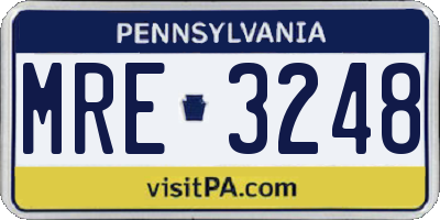 PA license plate MRE3248