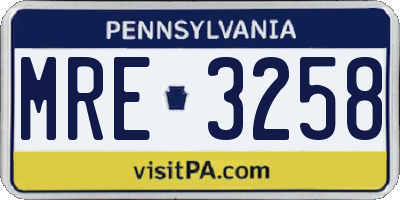 PA license plate MRE3258