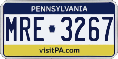 PA license plate MRE3267