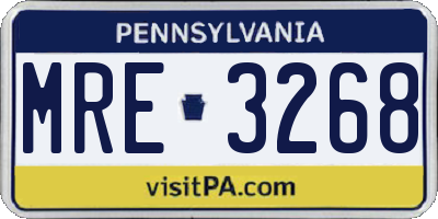 PA license plate MRE3268