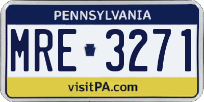 PA license plate MRE3271