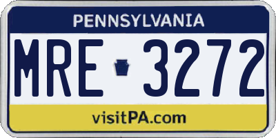PA license plate MRE3272