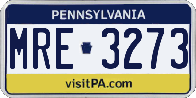 PA license plate MRE3273