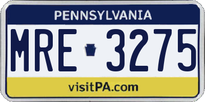 PA license plate MRE3275