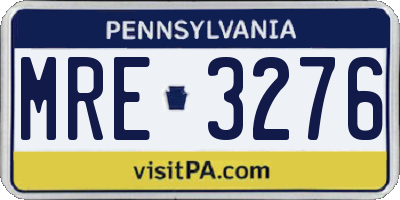 PA license plate MRE3276