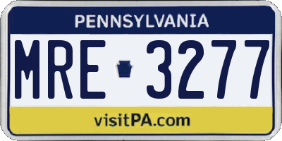 PA license plate MRE3277