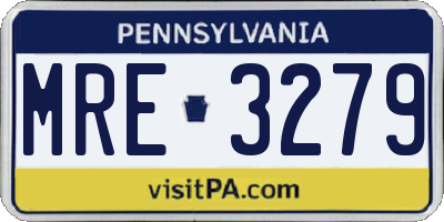 PA license plate MRE3279
