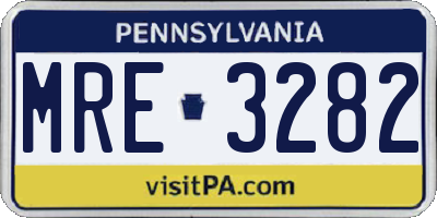 PA license plate MRE3282