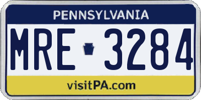 PA license plate MRE3284