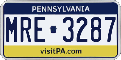 PA license plate MRE3287