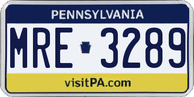 PA license plate MRE3289