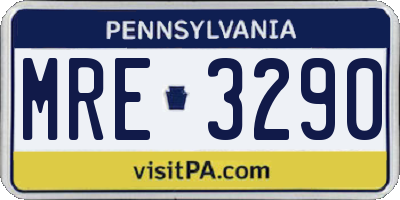 PA license plate MRE3290