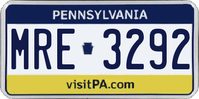 PA license plate MRE3292