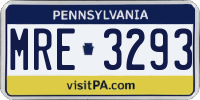 PA license plate MRE3293