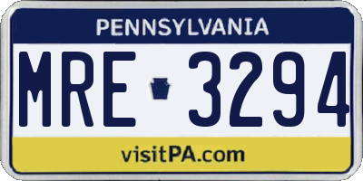 PA license plate MRE3294
