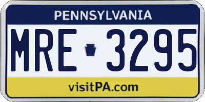 PA license plate MRE3295