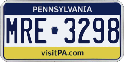 PA license plate MRE3298