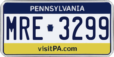 PA license plate MRE3299
