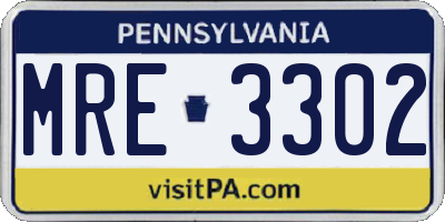 PA license plate MRE3302