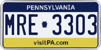 PA license plate MRE3303