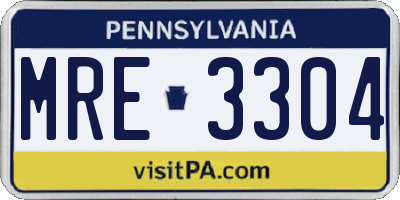 PA license plate MRE3304