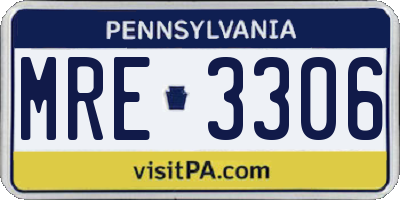 PA license plate MRE3306