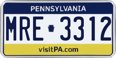 PA license plate MRE3312