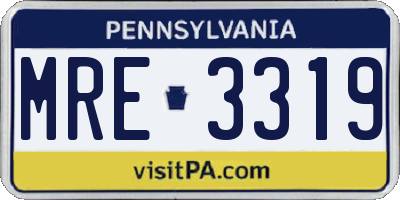 PA license plate MRE3319