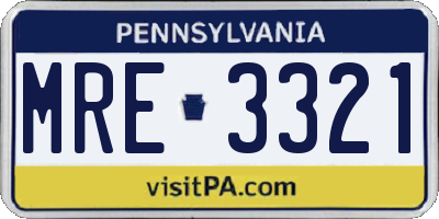 PA license plate MRE3321