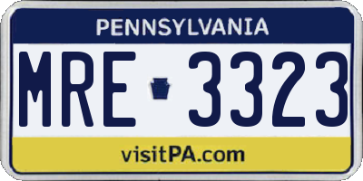 PA license plate MRE3323