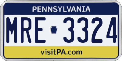 PA license plate MRE3324