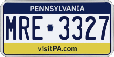 PA license plate MRE3327