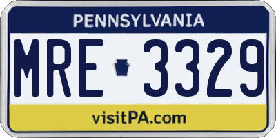 PA license plate MRE3329