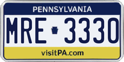 PA license plate MRE3330