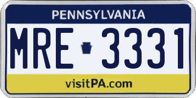 PA license plate MRE3331