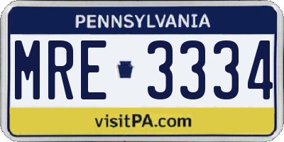 PA license plate MRE3334