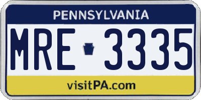 PA license plate MRE3335