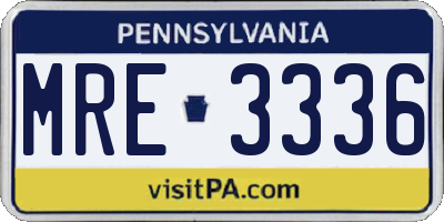 PA license plate MRE3336