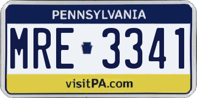 PA license plate MRE3341