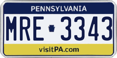 PA license plate MRE3343